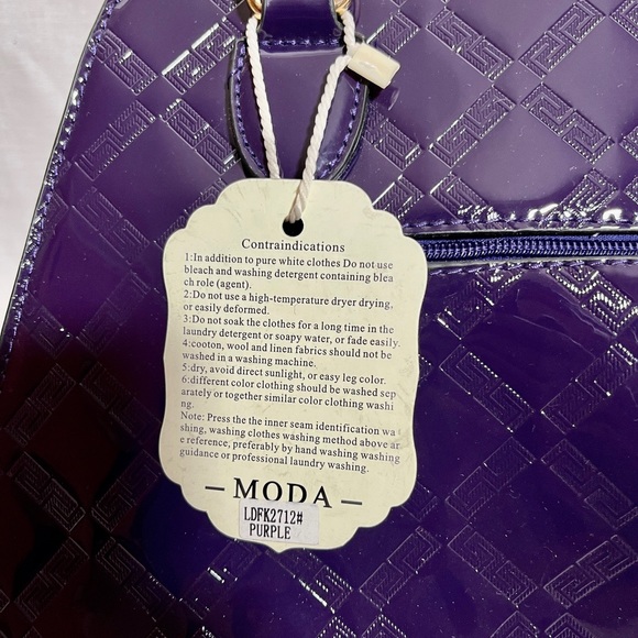 Moda Patent Faux Leather Purse-like Handbag - Deep Purple LDFK2712 - Picture 8 of 15